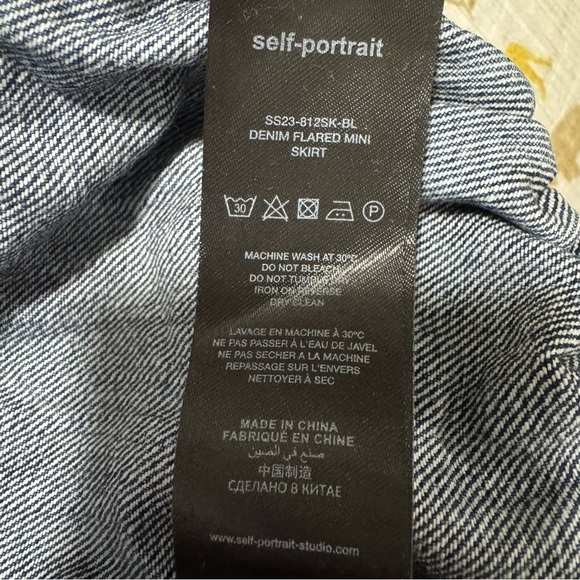 Self Portrait Denim Flared Mini Skirt Blue US Size 4 $295 - Picture 10 of 11